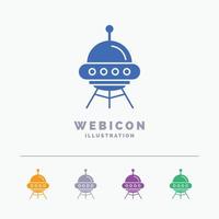 space ship. space. ship. rocket. alien 5 Color Glyph Web Icon Template isolated on white. Vector illustration