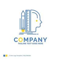 Design. human. ruler. size. thinking Blue Yellow Business Logo template. Creative Design Template Place for Tagline. vector