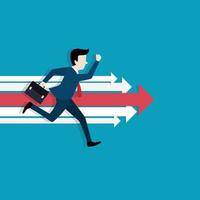Businessman runing with business arrow up go to success in career vector