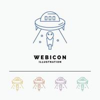 alien. space. ufo. spaceship. mars 5 Color Line Web Icon Template isolated on white. Vector illustration