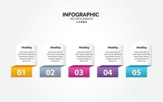 Plantilla de infografía horizontal de negocios de presentación con 5 opciones de ilustración vectorial vector