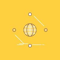 Complex. global. internet. net. web Flat Line Filled Icon. Beautiful Logo button over yellow background for UI and UX. website or mobile application vector