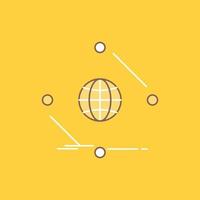 Complex. global. internet. net. web Flat Line Filled Icon. Beautiful Logo button over yellow background for UI and UX. website or mobile application vector