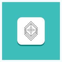 Round Button for Arrange. design. layers. stack. layer Line icon Turquoise Background vector