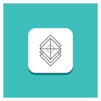 Round Button for Arrange. design. layers. stack. layer Line icon Turquoise Background vector