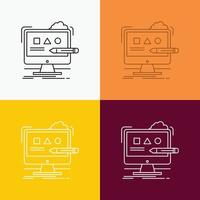 Art. computer. design. digital. studio Icon Over Various Background. Line style design. designed for web and app. Eps 10 vector illustration