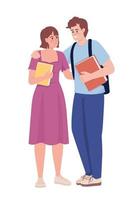 High school couple semi flat color vector characters. Editable figures. Full body people on white. First love and relationship simple cartoon style illustration for web graphic design and animation