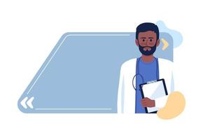 consejos médicos para un cuadro de texto de cita de vida saludable con carácter plano. apoyo médico profesional. bocadillo de diálogo con ilustración de dibujos animados editables. cita creativa aislada sobre fondo blanco vector