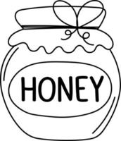 Doodle sticker jar of honey tied with a ribbon vector