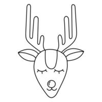 Cute muzzle of a Christmas deer with a red nose vector