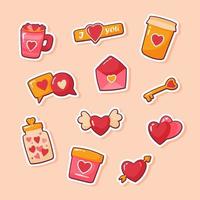 Heart Themed Journaling Stickers Set vector