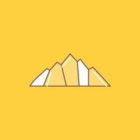 Cerro. paisaje. naturaleza. montaña. icono lleno de línea plana de escena. hermoso botón de logotipo sobre fondo amarillo para ui y ux. sitio web o aplicación móvil vector