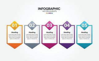 plantilla de infografía horizontal de negocios números 5 opciones o pasos vector