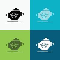 Engine. industry. machine. motor. performance Icon Over Various Background. glyph style design. designed for web and app. Eps 10 vector illustration