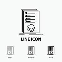 Categories. check. list. listing. mark Icon in Thin. Regular and Bold Line Style. Vector illustration