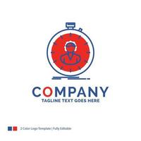 Company Name Logo Design For fast. speed. stopwatch. timer. girl. Blue and red Brand Name Design with place for Tagline. Abstract Creative Logo template for Small and Large Business. vector