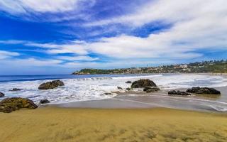 Extremely huge big surfer waves at beach Puerto Escondido Mexico. photo