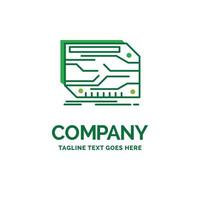 card. component. custom. electronic. memory Flat Business Logo template. Creative Green Brand Name Design. vector