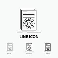 Code. executable. file. running. script Icon in Thin. Regular and Bold Line Style. Vector illustration