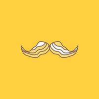 moustache. Hipster. movember. male. men Flat Line Filled Icon. Beautiful Logo button over yellow background for UI and UX. website or mobile application vector