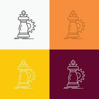 strategy. chess. horse. knight. success Icon Over Various Background. Line style design. designed for web and app. Eps 10 vector illustration