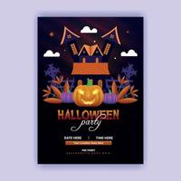 Hand drawn halloween party flyer template vector