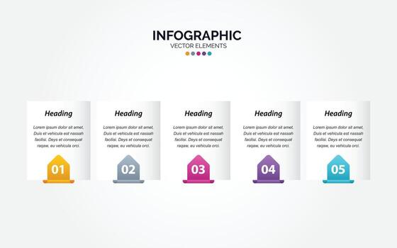 Timeline 5 options Horizontal Infographic for presentations workflow process diagram flow chart report vector