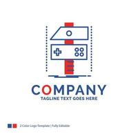 Company Name Logo Design For Build. craft. develop. developer. game. Blue and red Brand Name Design with place for Tagline. Abstract Creative Logo template for Small and Large Business. vector