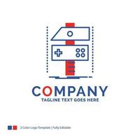 Company Name Logo Design For Build. craft. develop. developer. game. Blue and red Brand Name Design with place for Tagline. Abstract Creative Logo template for Small and Large Business. vector