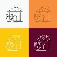 insurance. home. house. casualty. protection Icon Over Various Background. Line style design. designed for web and app. Eps 10 vector illustration