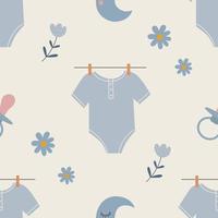 Seamless pattern with baby shower. It's a boy. Boho style. Vector illustration