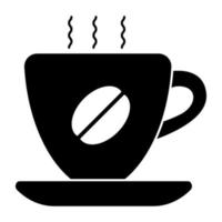 una taza de café caliente en diseño plano vector