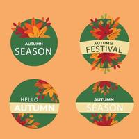 Green pack of flat autumn labels vector