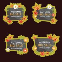 Set of autumn big sale special offer vector