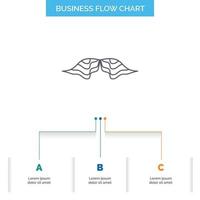 moustache. Hipster. movember. male. men Business Flow Chart Design with 3 Steps. Line Icon For Presentation Background Template Place for text vector