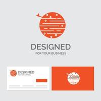 Business logo template for moon. planet. space. squarico. earth. Orange Visiting Cards with Brand logo template. vector