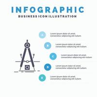 Design. measure. product. refinement. Development Infographics Template for Website and Presentation. GLyph Gray icon with Blue infographic style vector illustration.