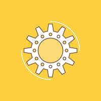 administración. proceso. producción. tarea. icono lleno de línea plana de trabajo. hermoso botón de logotipo sobre fondo amarillo para ui y ux. sitio web o aplicación móvil vector