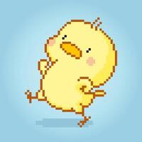 8-bit pixel the chicks. Animals Pixel in vector illustrations for cross stitches and game assets.