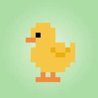 8-bit pixel the chicks. Animals Pixel in vector illustrations for cross stitches and game assets.