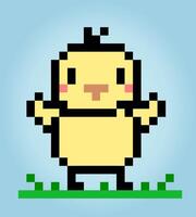 8-bit pixel the chicks. Animals Pixel in vector illustrations for cross stitches and game assets.