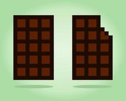 8 bit pixel chocolate bar. Food logo item for game assets in vector illustration.
