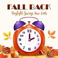 Daylight Savings Time Ends, pumpkin shaped clock. Suitable for events vector