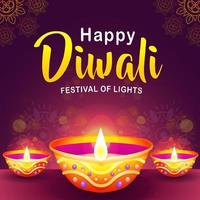 feliz festival de luces de diwali, hermoso portavelas de arcilla. apto para evento vector