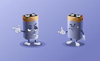 Battery vector characters with face expression.