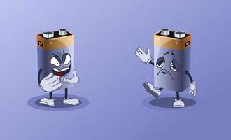 Battery vector characters with face expression.