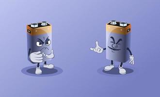 Battery vector characters with face expression.