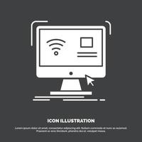 control. computadora. monitor. remoto. icono inteligente. símbolo de vector de glifo para ui y ux. sitio web o aplicación móvil