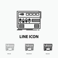 Audio. mastering. module. rackmount. sound Icon in Thin. Regular and Bold Line Style. Vector illustration