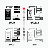 Combination. data. database. electronic. information Icon in Thin. Regular. Bold Line and Glyph Style. Vector illustration